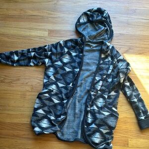 Pendleton Patterened Knit Sweater in Black and Gray